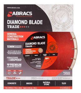 Abracs Diamond Blade 300mm x 10mm x 20mm GCM - Trade