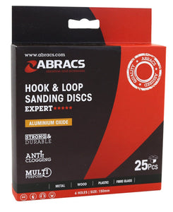 Abracs Hook & Loop Disc 150mm x 180 Grit - 6 Holes - Pack 25