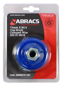 Abracs Wire Brush Crimp Cup75mmx M14 S/S
