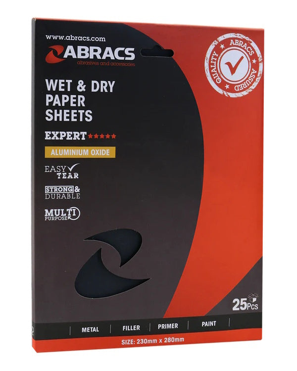 Abracs Waterproof Paper Sheet Sandpaper 280 Grit - Pack 25