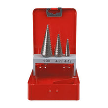 Load image into Gallery viewer, Sealey HSS M2 Step Drill Bit Set 3pc - Double Flute
