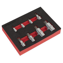 Load image into Gallery viewer, Sealey Spline Socket Bit Set 8pc 1/4&quot;, 3/8&quot; &amp; 1/2&quot; Sq Drive in Storage Tray

