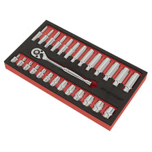 Load image into Gallery viewer, Sealey Ratchet Wrench &amp; Socket Set 1/4&quot; Sq Drive 27pc (Premier)
