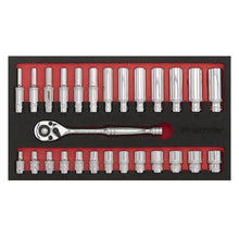 Load image into Gallery viewer, Sealey Ratchet Wrench &amp; Socket Set 1/4&quot; Sq Drive 27pc (Premier)
