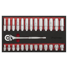 Load image into Gallery viewer, Sealey Ratchet Wrench &amp; Socket Set 1/2&quot; Sq Drive 27pc (Premier)
