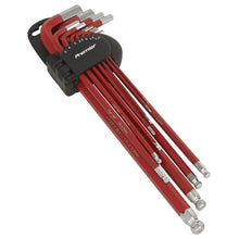 Load image into Gallery viewer, Sealey Ball-End Hex Key Set 11pc Anti-Slip Extra-Long Metric (Premier)
