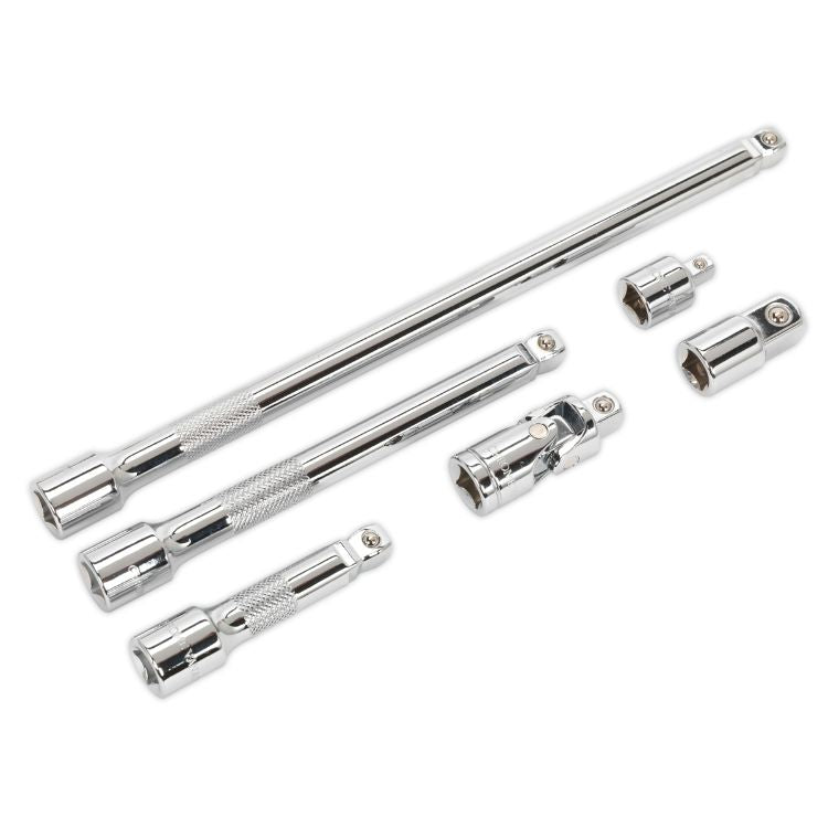 Sealey Wobble/Rigid Extension Bar, Adaptor & Universal Joint Set 6pc 3/8