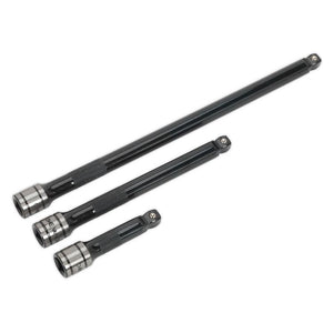 Sealey Wobble/Rigid Extension Bar Set 3pc 3/8" Sq Drive Black Series (Premier)