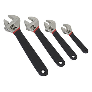 Sealey Adjustable Wrench Set 4pc Ni-Fe Finish (Premier)