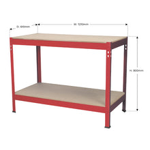Load image into Gallery viewer, Sealey Workbench Steel Wooden Top 1.2M
