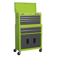 Load image into Gallery viewer, Sealey Topchest &amp; Rollcab Combination 6 Drawer Ball-Bearing Slides - Green/Grey &amp; 170pc Tool Kit
