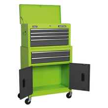 Load image into Gallery viewer, Sealey Topchest &amp; Rollcab Combination 6 Drawer Ball-Bearing Slides - Green/Grey
