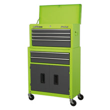 Load image into Gallery viewer, Sealey Topchest &amp; Rollcab Combination 6 Drawer Ball-Bearing Slides - Green/Grey
