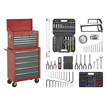 Load image into Gallery viewer, Sealey Topchest &amp; Rollcab Combination 14 Drawer Ball-Bearing Slides - Red/Grey &amp; 281pc Tool Kit
