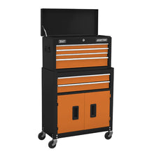 Load image into Gallery viewer, Sealey Topchest &amp; Rollcab Combination 6 Drawer Ball-Bearing Slides - Black/Orange &amp; 170pc Tool Kit

