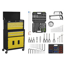 Load image into Gallery viewer, Sealey Topchest &amp; Rollcab Combination 6 Drawer Ball-Bearing Slides - Black/Yellow &amp; 170pc Tool Kit
