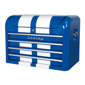 Sealey Topchest 4 Drawer Retro Style - Blue, White Stripes
