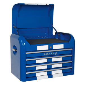 Sealey Retro Style Topchest, Mid-Box & Rollcab Combination 10 Drawer Blue/White Stripes