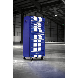 Sealey Retro Style Topchest, Mid-Box & Rollcab Combination 10 Drawer Blue/White Stripes