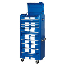 Load image into Gallery viewer, Sealey Retro Style Topchest, Mid-Box &amp; Rollcab Combination 10 Drawer Blue/White Stripes
