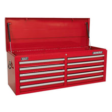 Load image into Gallery viewer, Sealey Topchest 10 Drawer Ball-Bearing Slides (45mm) - Red (Cylinder Lock)
