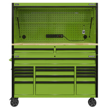 Load image into Gallery viewer, Sealey 15 Drawer 1549mm Mobile Trolley, Wooden Worktop, Hutch, 2 Drawer Riser
