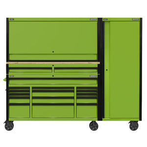 Sealey 15 Drawer 1549mm Mobile Trolley, Wooden Worktop, Hutch, 2 Drawer Riser & Side Locker