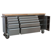 Load image into Gallery viewer, Sealey Mobile Stainless Steel Tool Cabinet 10 Drawer &amp; Cupboard
