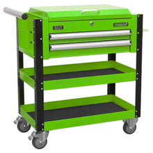 Load image into Gallery viewer, Sealey Heavy-Duty Mobile Tool &amp; Parts Trolley - 2 Drawers &amp; Lockable Top - Green
