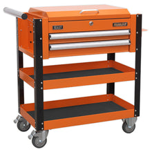 Load image into Gallery viewer, Sealey Heavy-Duty Mobile Tool &amp; Parts Trolley - 2 Drawers &amp; Lockable Top - Orange
