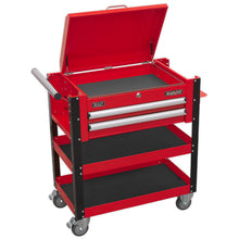 Load image into Gallery viewer, Sealey Heavy-Duty Mobile Tool &amp; Parts Trolley - 2 Drawers &amp; Lockable Top - Red
