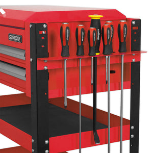 Sealey Heavy-Duty Mobile Tool & Parts Trolley - 2 Drawers & Lockable Top - Red