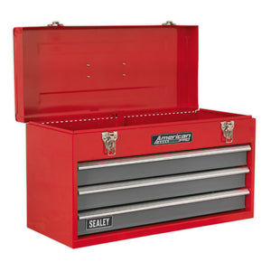Sealey Portable Toolchest 3 Drawer Ball-Bearing Slides - Red/Grey & 93pc Tool Kit