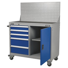Load image into Gallery viewer, Sealey Industrial Mobile Workstation 5 Drawer &amp; 1 Shelf Locker
