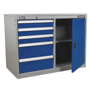 Sealey Industrial Cabinet/Workstation 5 Drawer & 1 Shelf Locker