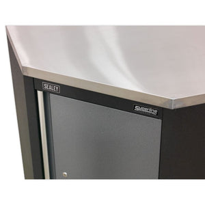Sealey Stainless Steel Worktop for Modular Corner Cabinet 865mm