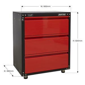 Sealey Modular 3 Drawer Cabinet, Worktop 665mm