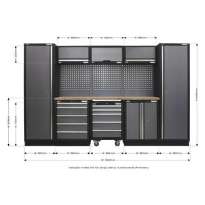 Sealey Superline PRO 3.2M Storage System - Wood Worktop