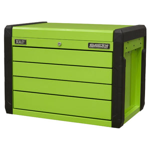 Sealey 4 Drawer Push-to-Open Topchest, Ball-Bearing Slides - Hi-Vis Green