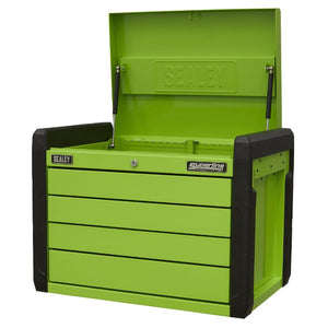 Sealey 4 Drawer Push-to-Open Topchest, Ball-Bearing Slides - Hi-Vis Green