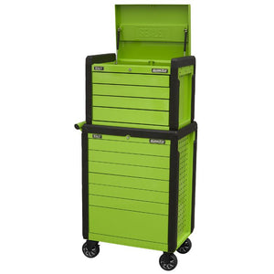 Sealey Topchest & Rollcab Combination 11 Drawer Push-To-Open - Hi-Vis Green
