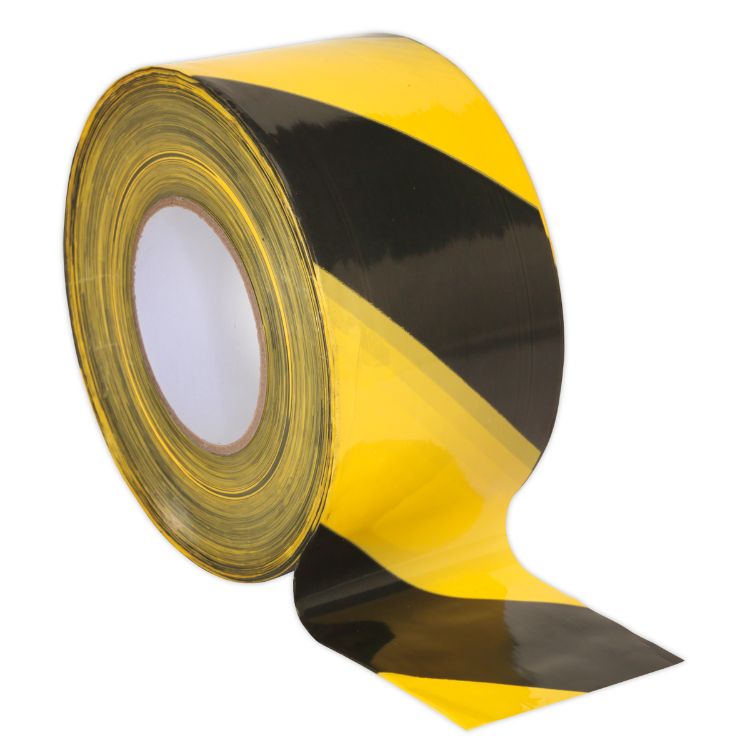 Sealey Hazard Warning Barrier Tape 80mm x 100M Non-Adhesive