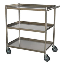 Load image into Gallery viewer, Sealey Workshop Trolley 3-Level Stainless Steel
