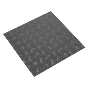 Sealey Vinyl Floor Tile, Peel & Stick Backing - Silver Treadplate - Pack of 16