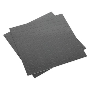 Sealey Vinyl Floor Tile, Peel & Stick Backing - Silver Coin - Pack of 16