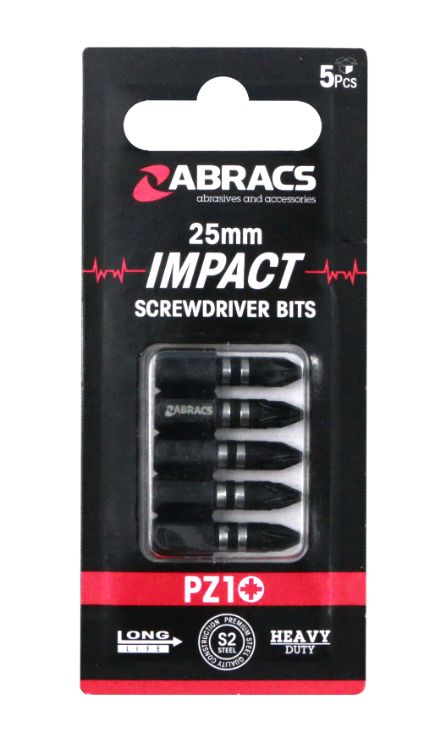 Abracs 25mm Impact Screwdriver Bit PZ1 (5pc)