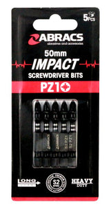 Abracs 50mm Impact Screwdriver Bit PZ1 (5pc)