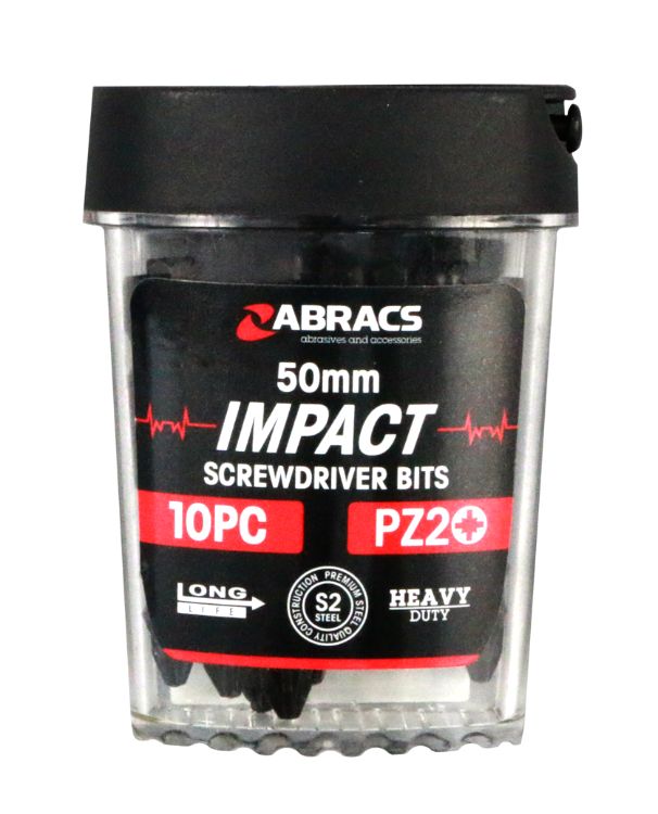 Abracs 50mm Impact Screwdriver Bit PZ2 (10pc)