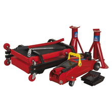 Load image into Gallery viewer, Sealey Lifting Kit 5pc 2 Tonne (Inc Jack, Axle Stands, Creeper, Chocks &amp; Wrench)
