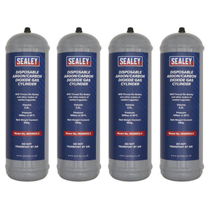 Sealey 430g 2.2L, Disposable Argon/Carbon Dioxide Gas Cylinder - Pack of 4